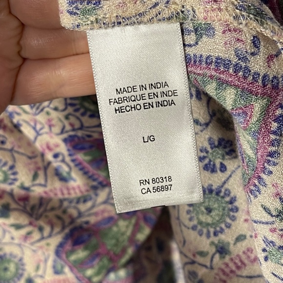 Lucky Brand Victoria Long Sleeve Baby Doll Flowy High/Low Hem Top Sz L NWT - Picture 2 of 15